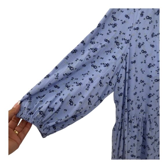 Como Blu Womens 100% Rayon Blue Floral Print Top Blouse SZ 2X V-Neck 3/4 Sleeve - Picture 10 of 12